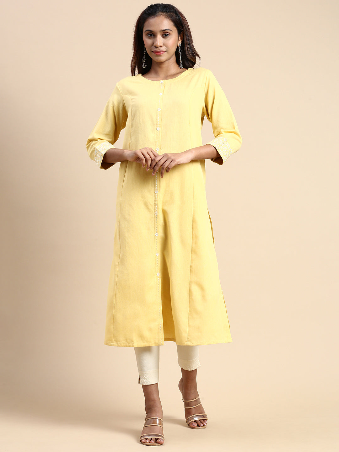 Mustard Yellow Tie & Dye Short Kurta with Zari & Sequin Work | EST-SEW-786  | Cilory.com